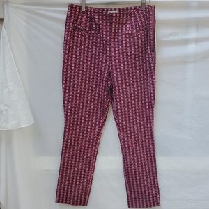 Anthropologie Fuchsia and Black Patterned Cropped Pants